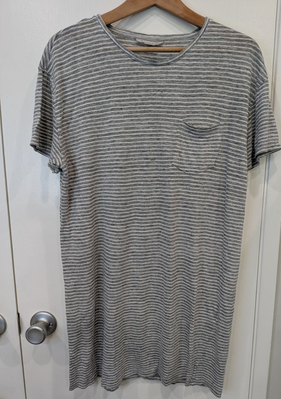 Everlane 100% Linen Dress T-Shirt Pocket Basic comfort Women Size XL Gray Slub